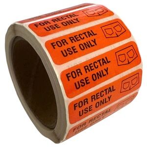 Stickers 1.5x.25 “For Rectal Use Only” 500ct Labels Novelty Funny Orange